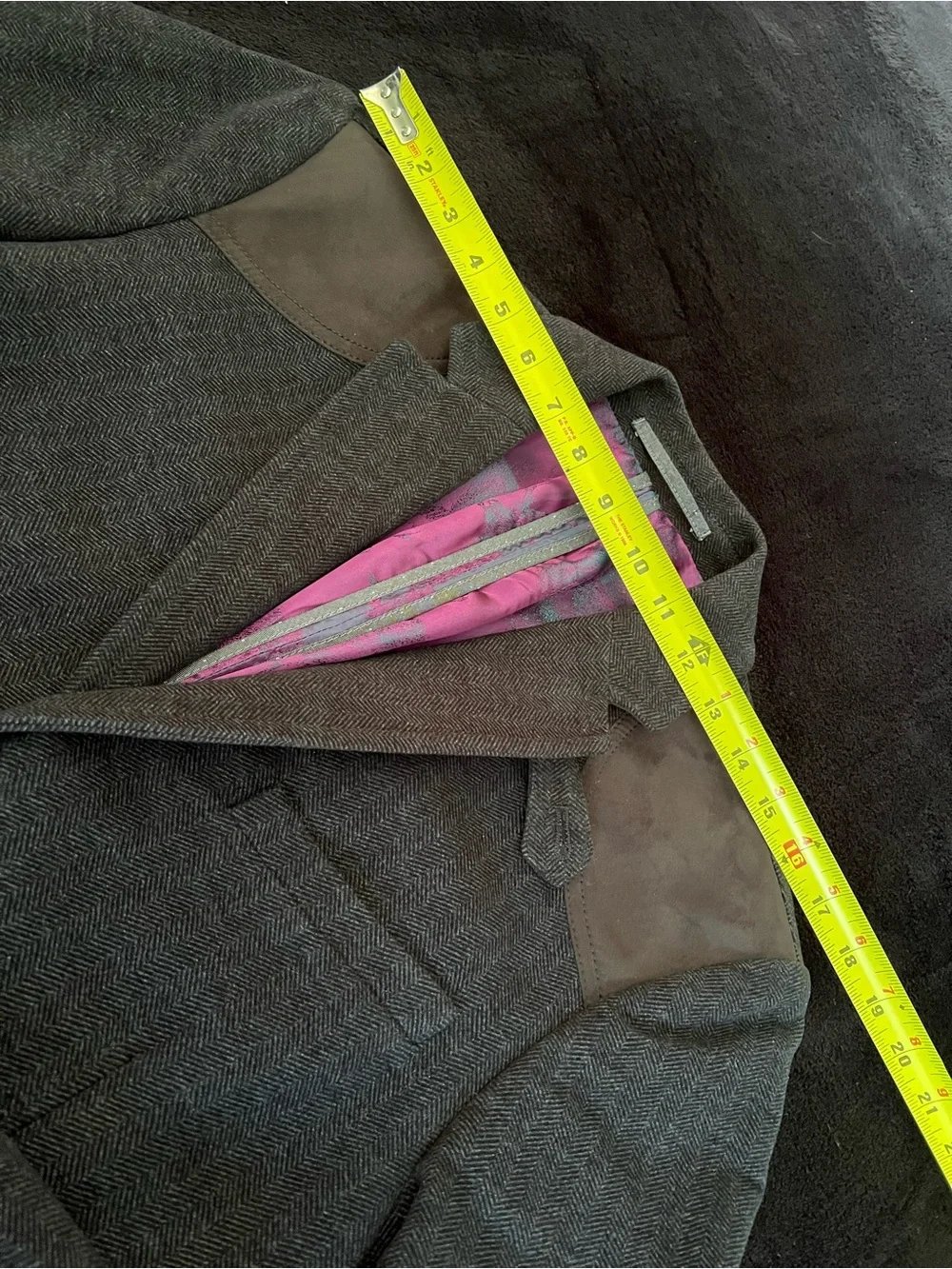 Ted Baker Gray Sport Coat with Brown Shoulder Accents and Pink Lining